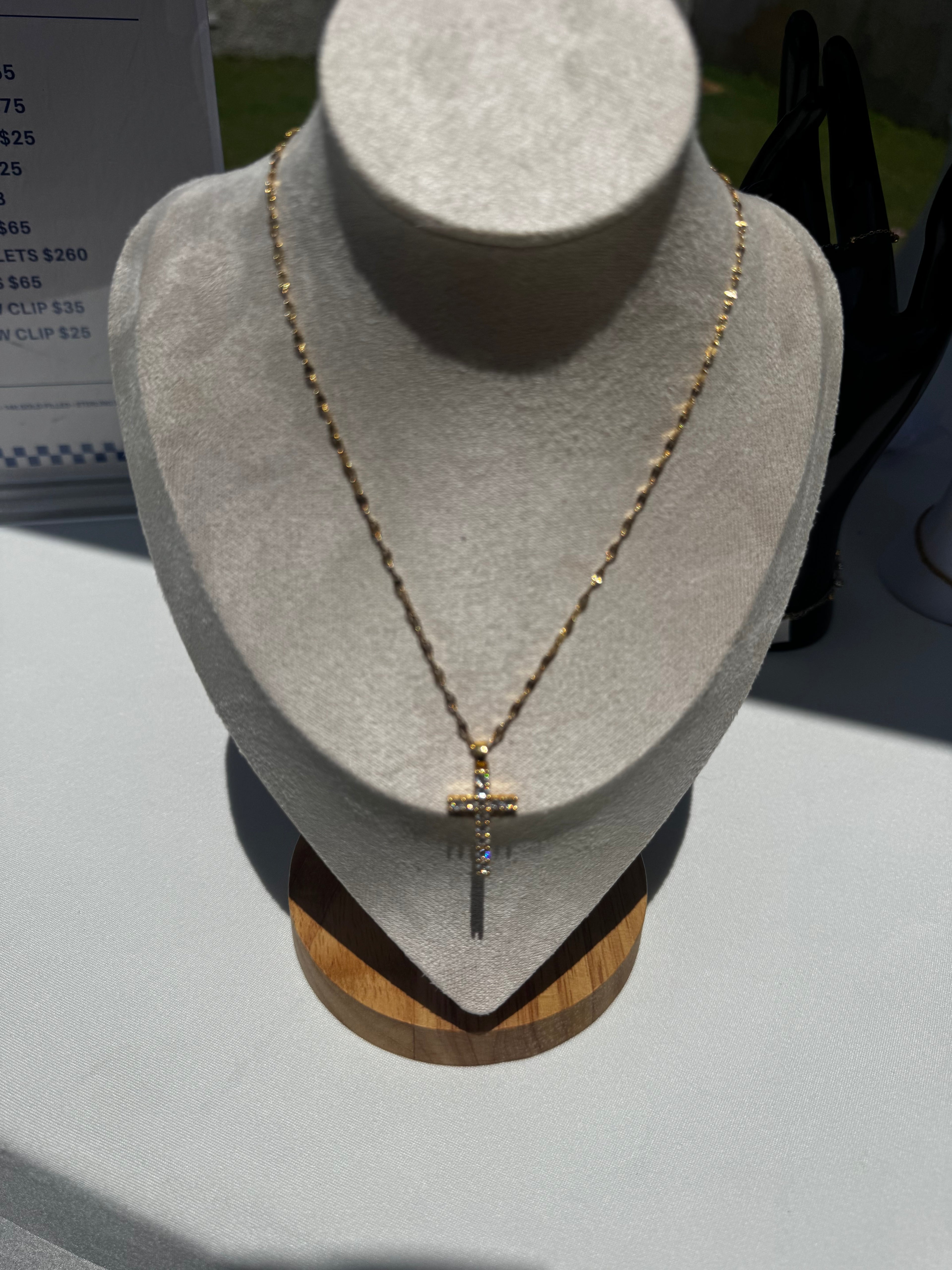 Sparkly Gold Cross Necklace
