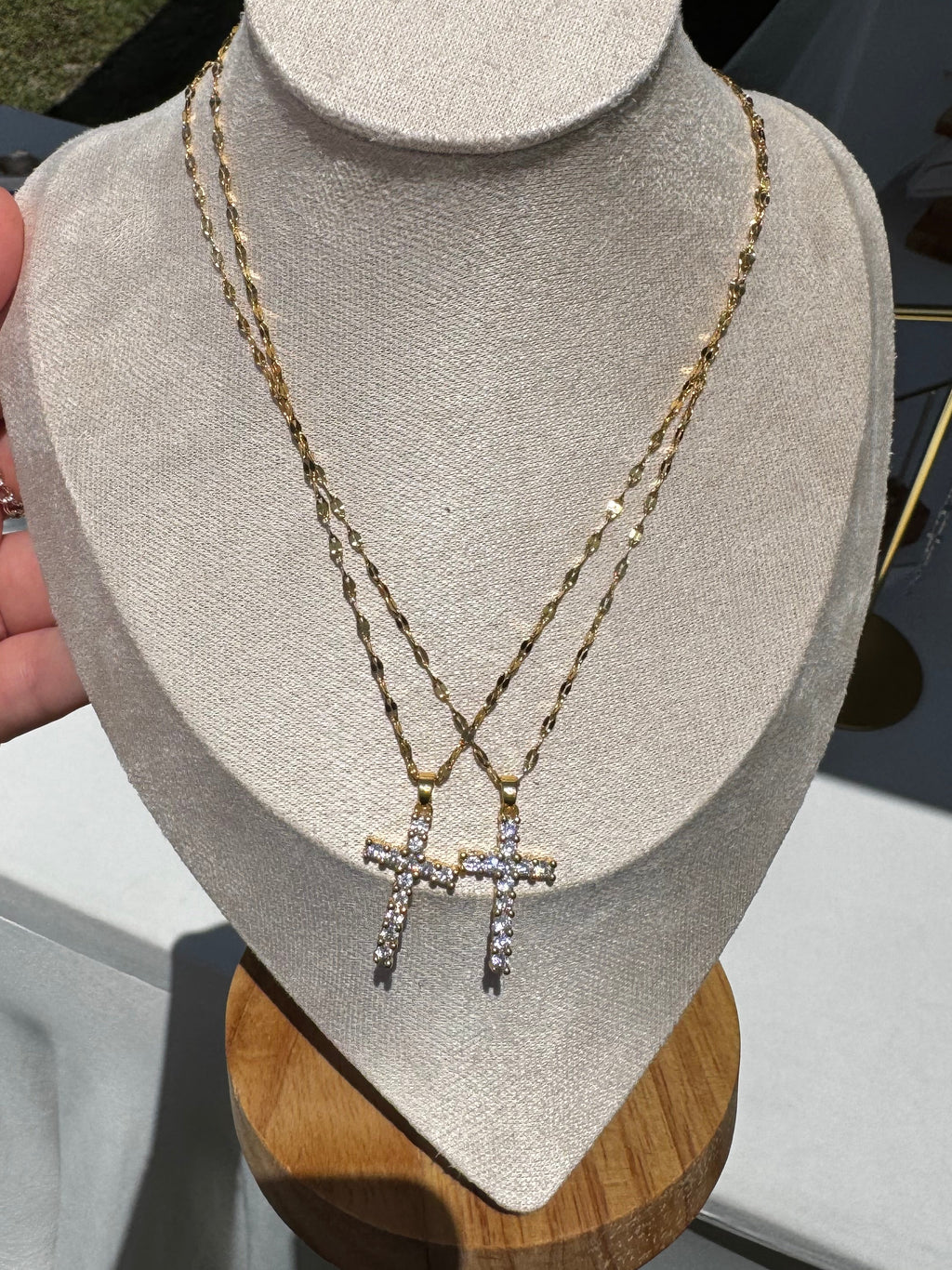 Sparkly Gold Cross Necklace